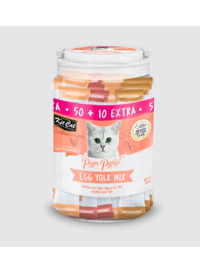 Kit Cat Super Premium Purr Purrée Egg Yolk Mix Liquid Cat Treats Mega Value Pack 50 + 10 Extra Free - Image 2